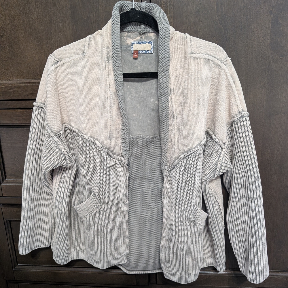 Gray Knit Open Cardigan